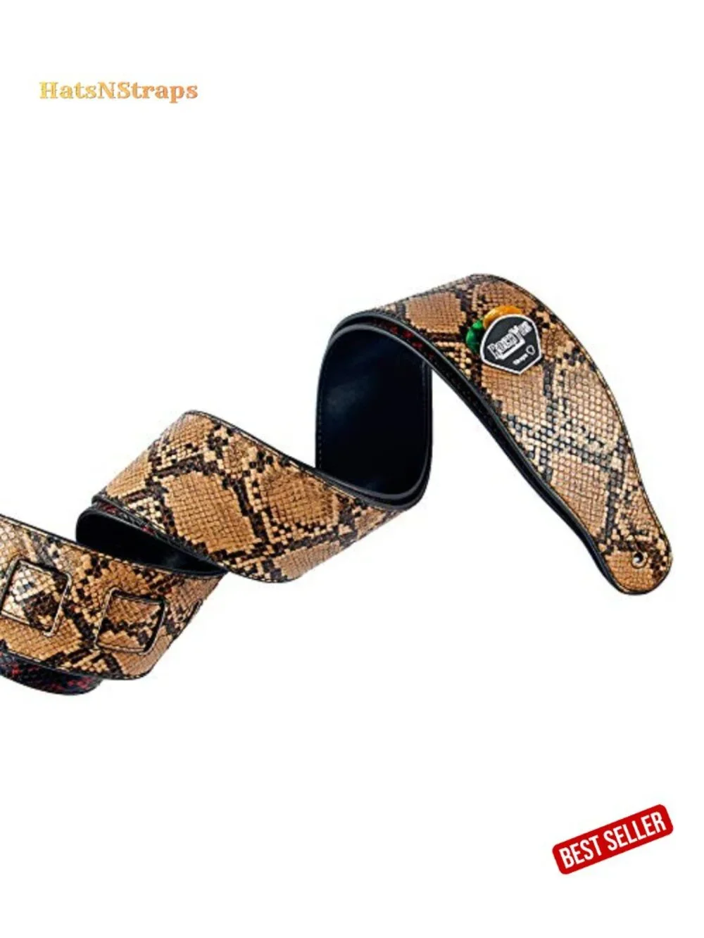 Snake Pattern Soft PU Leather Guitar Strap with Picks